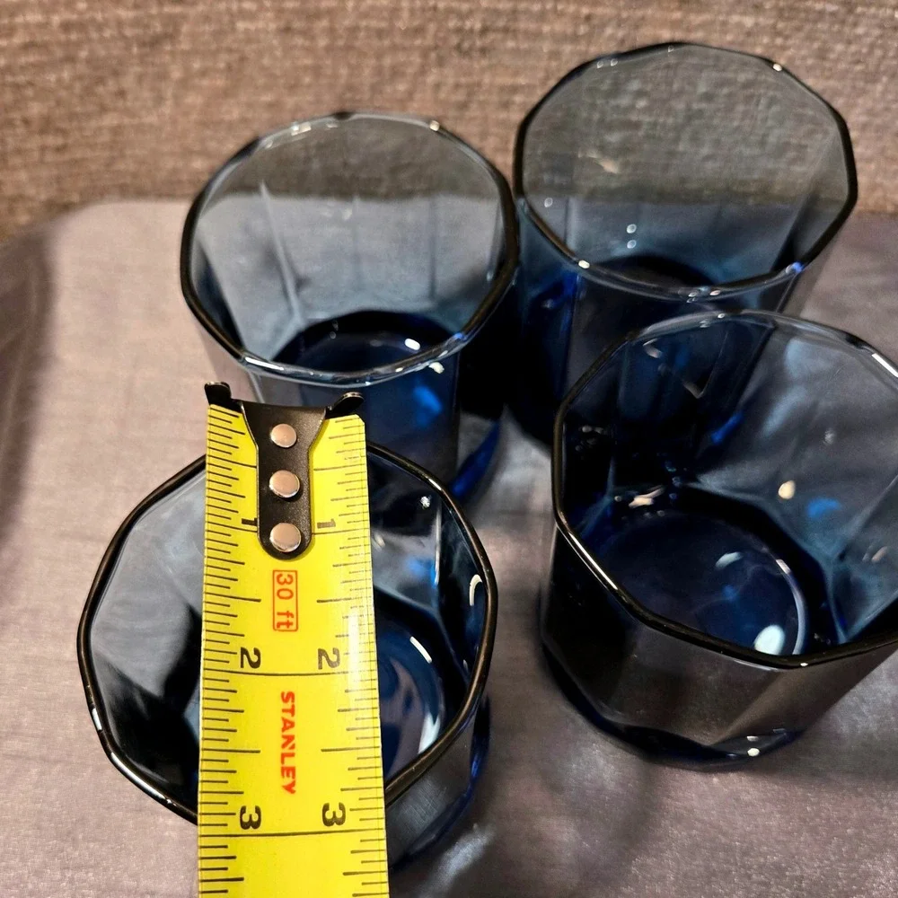 Vintage Set of 4 Anchor Hocking Essex Cobalt Blue Old Fashioned‎ 9oz Glasses